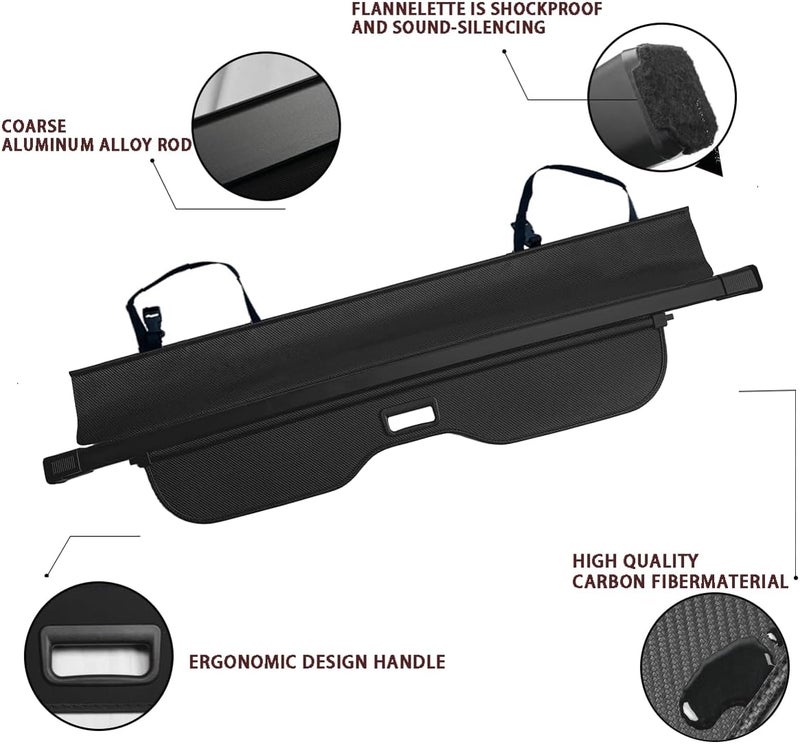 AQAE Cargo Cover Compatible with Toyota Land Cruiser Prado LC250 J250 2024 2025 Lexus GX550 Trunk Cover Retractable Rear Trunk Security Cover Shielding Shade Privacy Screen Cover Land Cruiser Cargo Cover - Image 2